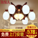 新中式LED中式吸顶灯 创意仿古典实木圆形客厅灯具现代大气卧室灯