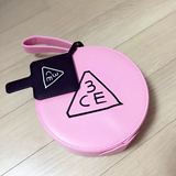 Lily韩国代购 3CE可爱时尚圆形手提包 化妆包 粉色