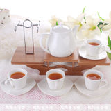 欧式白色陶瓷茶具套装 茶具组配竹木架新品特价可加热