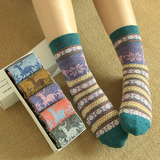 5双盒装 冬季保暖高品质兔羊毛保暖袜 秋冬加厚中筒女袜子