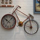 包邮创意客厅挂钟大号码个性自行车时尚钟表现代儿童美式壁挂时钟