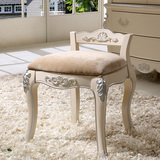 新古典欧式梳妆台凳子包邮实木白色田园化妆椅法式梳妆凳床边凳