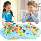 大号早教少儿世界地图拼图 板玩具儿童益智拼图玩具插国旗2-3-8岁