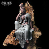 淘源海汇 陶瓷自在观音地藏王菩萨西方三圣创意客厅佛像高档摆件