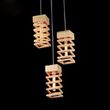 复古木质创意艺术宜家橡木客厅餐厅设计师特色三头吊灯 三头吊灯