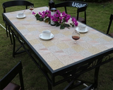 欧式餐桌铁艺马赛克户外庭院咖啡厅休闲仿腐餐厅桌椅组合套装茶几