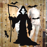 死神来了 万圣节墙贴画 店铺橱窗玻璃贴纸 创意恐怖魔鬼幽灵蝙蝠