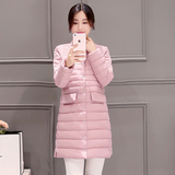 2016冬装新款韩版羽绒服女中长款立领修身大码轻薄款保暖棉衣外套