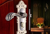 门锁纯铜中式简欧式别墅门锁仿古全铜木门锁具双开大门锁