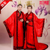 中式婚礼古代婚服红色新娘新郎嫁衣拖尾汉服男女结婚汉唐古装服装