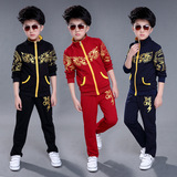 男童套装春秋款中大童韩版烫金龙头两件套儿童运动休闲套装包邮