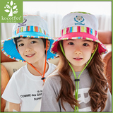 韩国春夏新款夏季女童宝宝遮阳帽渔夫盆帽纯棉男童2-4-8岁太阳帽