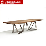 简约办公桌 实木复古铁艺餐桌 创意长桌工作台书桌 会议桌大班桌