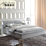 逸流布艺床双人床布床功能调节1.8米床时尚简约现代高档家具软床