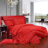 婚庆床品大红色保暖超柔短毛绒四件套结婚被套喜庆床上用品1.8米