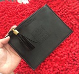 黑色压纹流苏拉链化妆包PU仿皮收纳包4G手拿包零钱包卡片包