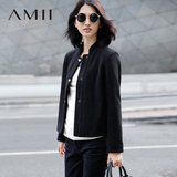 Amii冬装新款 艾米女装修身短款纯色羊毛呢子毛呢外套