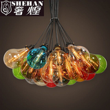北欧创意LED彩色玻璃球吊灯现代简约个性客厅餐厅吧台泡泡吊灯具