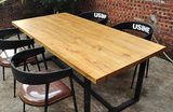 铁艺实木餐桌美式乡村北欧餐桌椅组合办公桌椅简易桌松木咖啡厅桌