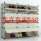 韩式简易简约现代多层防尘组合塑料鞋架拆装收纳仿实木纹鞋柜