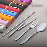 不锈钢餐具三件套餐具套装 大号 便携餐具创意家居环保 筷子叉勺