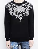 Versace范思哲15新款潮流男装针织衫提花圆领毛衣A69808-A214446