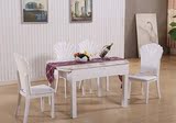包邮大理石餐桌圆桌可伸缩全实木餐桌椅组合白色烤漆可折叠餐桌