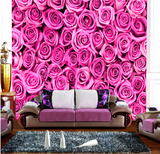3d立体无缝浪漫玫瑰花电视背景墙纸壁纸大型壁画客厅沙发卧室背景