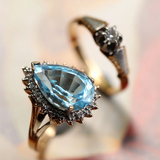 【私奔巴厘】风格永存■美国古董商收回  14K金托帕石钻石戒指