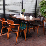 实木咖啡厅桌椅 个性新古典茶餐厅桌椅 复古怀旧西餐厅餐桌椅组合