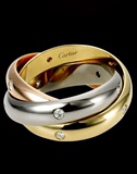 美国代购正品 Cartier/卡地亚 Trinity系列奢华5钻三色三环戒指