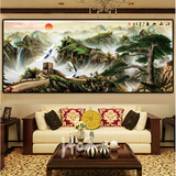 大型壁画墙纸卧室沙发电视背景墙壁纸中式山水江山如画松树鹤