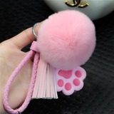 韩国可爱猫爪创意礼物卡通钥匙扣女汽车钥匙链獭兔毛球毛绒包挂件