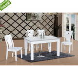 时尚现代简约餐桌黑色蒲公英白色烤漆长方形实木大理石餐桌椅组合