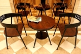 美式复古家具咖啡厅桌椅套件实木茶几阳台户外酒吧休闲圆桌椅组合