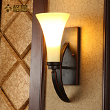 美式简约复古铁艺壁灯客厅卧室床头过道背景墙壁灯单双头欧式灯具