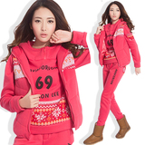 2016新款韩版春秋休闲运动套装女装冬装卫衣运动服三件套修身加厚