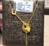 【香港代购】六福珠宝999.9足黄金 水滴项链套链 包邮