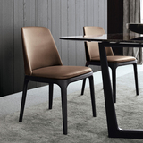 北欧实木餐椅美式皮艺实木椅咖啡椅宜家设计师椅子酒店高档实木椅
