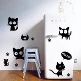 爱墙贴纸客厅卧室浴室卫生间瓷砖冰柜装饰贴画卡通动物黑色猫咪可