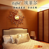 新中式样板房间床 酒店家具会所卧室1.8米双人床 婚床 布艺实木床