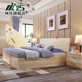 林氏家具现代简约储物床高箱床日式1.5m板式床床头柜床垫组合BR3A