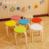实木圆凳餐桌凳实木凳矮凳彩色简约时尚吃饭小板凳环保无甲醛