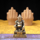 西藏扎基寺开光黄铜小佛像 精美口袋佛 赠送布袋/随身佛--黄财神