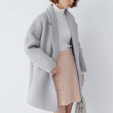 羊毛呢子大衣韩国东大门16春季新款加厚宽松翻领长款廓形外套女潮