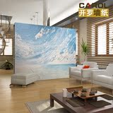个性北欧地中海墙纸3d立体蓝天白云抽象油画壁纸客厅电视背景定制