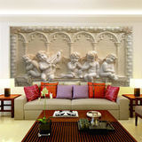 3D立体浮雕天使壁画欧式客厅电视沙发电视背景墙纸大型卧室壁纸布