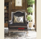 简约欧式实木布艺单人沙发椅 客厅休闲椅子美式复古老虎椅 书房椅