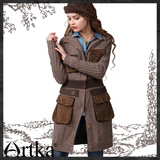 Artka阿卡秋冬装新款女装罗纹撞色拼接收腰中长款毛衣WB14147D