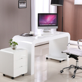 伊媛苹果烤漆电脑桌简约台式家用写字台时尚白色书桌椅办公桌家具